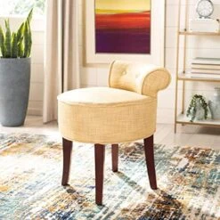 Home Collection Georgia Taupe And Cherry Mahogany Petite Vanity Stool -Best Furniture Store 51VHteZ8A L. AC