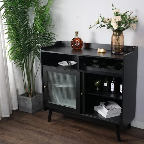 YUSING Buffet Cabinet With Storage, Sideboard Cabinet With Moru Tempered Glass Door, Coffee Bar Cabinet, Coffee Station, Accent Cabinet With Wine Rack For For Kitchen, Living Room, Entryway 2 YUSING Buffet Cabinet With Storage, Sideboard Cabinet With Moru Tempered Glass Door, Coffee Bar Cabinet, Coffee Station, Accent Cabinet With Wine Rack For For Kitchen, Living Room, Entryway - Image 2