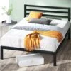 INUS Mia Metal Platform Bed Frame With Headboard / Wood Slat Support / No Box Spring Needed / Easy Assembly, Full