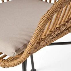 Christopher Knight Home Rodney Indoor Woven Faux Rattan Chairs With Cushions (Set Of 2), Light Brown And Beige Finish -Best Furniture Store 51VTRdTNvTL