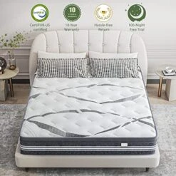 Queen Mattress 12 Inch, Memory Foam Hybrid Mattress, Queen Size Mattress In A Box, Individually Wrapped Coils, CertiPUR-US Certified, Medium Firm Mattress For Back Pain & Overweight -Best Furniture Store 51VYvokIu4L