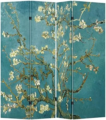 4 Panel (Original Teal Color) Wood Folding Screen Decorative Canvas Privacy Partition Room Divider - Vincent Van Gogh's Almond Blossoms 3 4 Panel (Original Teal Color) Wood Folding Screen Decorative Canvas Privacy Partition Room Divider - Vincent Van Gogh's Almond Blossoms - Image 3
