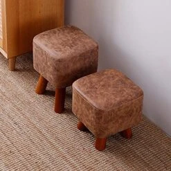 Upholstered Footstool Household Stool Comfortable Technology Cloth Living Room Shoe Bench Solid Wood Legs Bearing 100kg 2 Styles (Color : Brown, Size : 34cm) 12 Upholstered Footstool Household Stool Comfortable Technology Cloth Living Room Shoe Bench Solid Wood Legs Bearing 100kg 2 Styles (Color : Brown, Size : 34cm) -Best Furniture Store 51Vk8XeODcL
