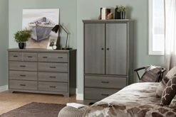 Versa 2-Door Armoire With Drawers, Gray Maple -Best Furniture Store 51VmX3uuGSL