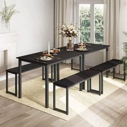 HOMOOI Dining Table Set For 4, 3 Pieces Kitchen Table With 2 Benches, Modern Wood Grains Table And Chairs Dinette Set For Home Kitchen, Dining Room, Restaurant, Industrial Brown 18 HOMOOI Dining Table Set For 4, 3 Pieces Kitchen Table With 2 Benches, Modern Wood Grains Table And Chairs Dinette Set For Home Kitchen, Dining Room, Restaurant, Industrial Brown -Best Furniture Store 51VpmDEOi5L. AC