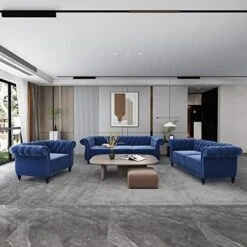 RARZOE 3 Pieces Of Living Room Furniture Sofa Sets, Modern Velvet Chesterfield Sofa&Chesterfield Club Chair&Chesterfield Loveseat Sofas Set With Nailhead Trim Scroll Arms For Living Room(Grey) 23 RARZOE 3 Pieces Of Living Room Furniture Sofa Sets, Modern Velvet Chesterfield Sofa&Chesterfield Club Chair&Chesterfield Loveseat Sofas Set With Nailhead Trim Scroll Arms For Living Room(Grey) -Best Furniture Store 51W0Vz9fxRL. AC