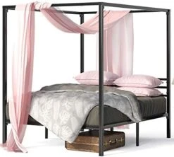 INUS Patricia Black Metal Canopy Platform Bed Frame / Mattress Foundation With Steel Slat Support / No Box Spring Needed / Easy Assembly, Queen -Best Furniture Store 51W1PtQ8OeL. AC