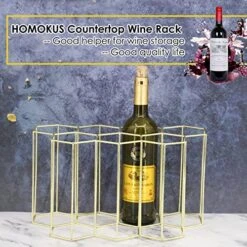 HOMOKUS Wine Rack Countertop Metal Wine Holder 9 Bottles Tabletop Wine Rack Storage Wine Shelf Portable Wine Cabinet Freestanding Wine Holder For Bar Counter Restaurant Table And Living Room (Gold) -Best Furniture Store 51WAUIsmS2L