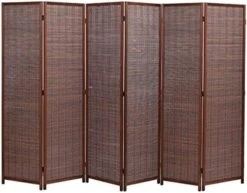 Legacy Decor 3 Panel Natural Color Wood And Bamboo Weave Room Divider -Best Furniture Store 51WM94EojfL. AC