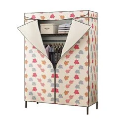 HMGGDD Large Space Simple Wardrobe Steel Pipe Thickened Fabric Solid Double Bedroom Assembled Storage Clothes Cabinet