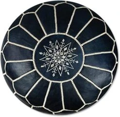 Premium Moroccan Leather Pouf - Handmade - Delivered Stuffed - Ottoman, Footstool, Floor Cushion (Cognac Brown) -Best Furniture Store 51WT7OfktqL. AC