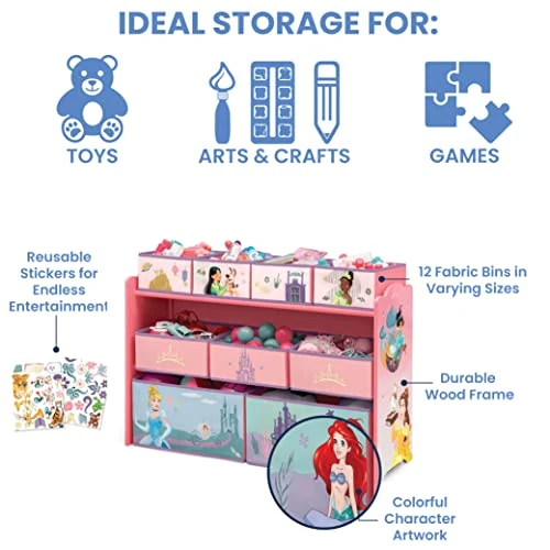 Delta Children Disney Princess Deluxe 9 Bin Design And Store Toy Organizer, Greenguard Gold Certified 3 Delta Children Disney Princess Deluxe 9 Bin Design And Store Toy Organizer, Greenguard Gold Certified - Image 3