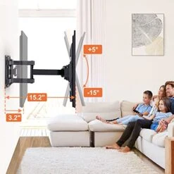 Perlegear Full Motion TV Wall Mount Bracket Swivel Articulating Extension Tilt Arms For 26-65 Inch Flat Curved TVs, Max VESA 400x400mm Up To 99lbs,16" Wood Studs,PGMFK4 -Best Furniture Store 51WhN5ei4GL