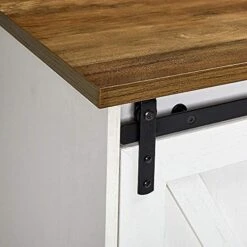 AMERLIFE Fireplace TV Stand Sliding Barn Door Wood Entertainment Center With A 23'' Electric Fireplace Insert, Modern Farmhouse Storage Cabinet Console For TVs Up To 65", Distressed White & Barnwood -Best Furniture Store 51X2EqSQ9qL