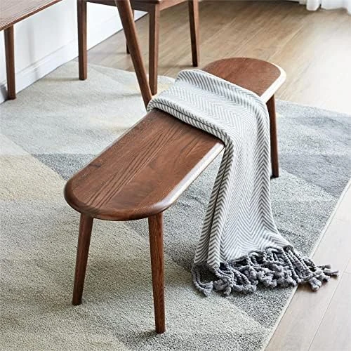 KEVINSPACE Farmhouse Bench, 100% Natural Oak Wood Bench, Furniture Mid-Century Entryway Bench Seat, For Dining Room Bedroom 39.37" L Walnut 8 KEVINSPACE Farmhouse Bench, 100% Natural Oak Wood Bench, Furniture Mid-Century Entryway Bench Seat, For Dining Room Bedroom 39.37" L Walnut - Image 8