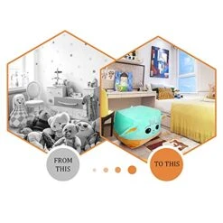 Stuffed Animal Toys Storage Kids Bean Bag Chairs Cover Large Size 24 X 24 Inch Stuffable Zipper Bean Bag For Organizing Kids Plush Toys Blankets Towels Clothes Home Supplies(No Beans) -Best Furniture Store 51XCVSJXqCL