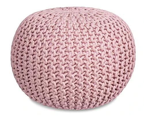 BIRDROCK HOME Round Pouf Foot Stool Ottoman - Knit Bean Bag Floor Chair - Cotton Braided Cord - Great For The Living Room, Bedroom And Kids Room - Small Furniture (Dusty Rose) 1 BIRDROCK HOME Round Pouf Foot Stool Ottoman - Knit Bean Bag Floor Chair - Cotton Braided Cord - Great For The Living Room, Bedroom And Kids Room - Small Furniture (Dusty Rose)