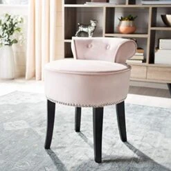 Home Collection Georgia Taupe And Cherry Mahogany Petite Vanity Stool -Best Furniture Store 51XPWL5sxWL. AC