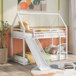 GLORHOME Twin Size Low Loft Bed House Bedframe With Roof And 2 Windows,Wood Slat Support, Fun Bedroom Furniture For Kids, White 29 GLORHOME Twin Size Low Loft Bed House Bedframe With Roof And 2 Windows,Wood Slat Support, Fun Bedroom Furniture For Kids, White -Best Furniture Store 51XaX9364bL. AC
