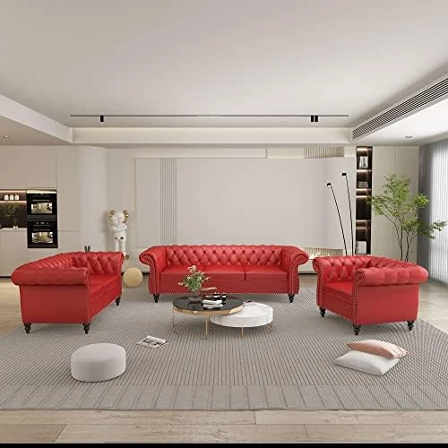 QHITTY 2 Piece Living Room Set, Sectional Chesterfield Sofa Chair Contemporary Upholstered Velvet Loveseat Couch Sets For Living Room, Bedroom, Office 14 QHITTY 2 Piece Living Room Set, Sectional Chesterfield Sofa Chair Contemporary Upholstered Velvet Loveseat Couch Sets For Living Room, Bedroom, Office - Image 14