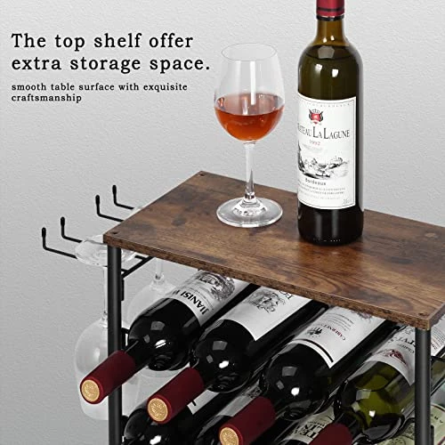 Melos Wine Rack, 12 Bottle Wine Holder Stand For Table, 3 Tier Freestanding Small Wine Rack Countertop, Wine Shelf For Cabinet, Home, Kitchen, Bar, Hotel, Restaurant, Brown 3 Melos Wine Rack, 12 Bottle Wine Holder Stand For Table, 3 Tier Freestanding Small Wine Rack Countertop, Wine Shelf For Cabinet, Home, Kitchen, Bar, Hotel, Restaurant, Brown - Image 3