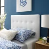 Emily Tufted Button Faux Leather Upholstered Twin Headboard In White