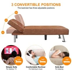 Yaheetech Faux Leather Sectional Sofa Couch Sectional Living Room Furniture Set Convertible Futon Sofa Beds With Chaise Lounge, Brown 13 Yaheetech Faux Leather Sectional Sofa Couch Sectional Living Room Furniture Set Convertible Futon Sofa Beds With Chaise Lounge, Brown -Best Furniture Store 51XoRkIGpxL