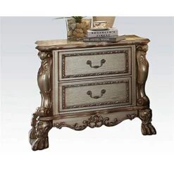 Acme Dresden Nightstand In Gold Patina & Bone 23163