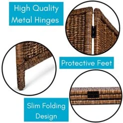 3 Panel Seagrass Room Divider - Brown Wash - Folding Sections - Partition Screen - Hand Woven Abaca - Home Decor -Best Furniture Store 51XqOUMlsyL