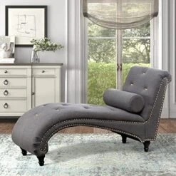 ALISH Chaise Lounge Indoor Upholstered Chaise Lounge Chair Modern Recliner Sofa Sleeper Sofa For Living Room, Bedroom Gray -Best Furniture Store 51Y5KPLXohL. AC