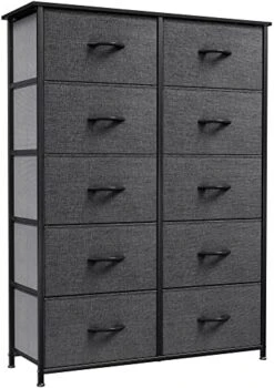 10-Drawer Dresser, Fabric Storage Tower, Tall Dresser For Bedroom, Living Room, Hallway, Closets, Sturdy Steel Frame, Wooden Top, Easy Pull Fabric Bins -Best Furniture Store 51YNGHKb0L. AC