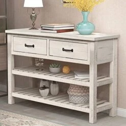 P PURLOVE Console Table Sofa Table With Drawers Console Tables For Entryway With Drawers And 2 Tiers Wood Shelf (Tiffany Blue) -Best Furniture Store 51YOAu8jANL. AC