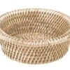 Caspari Rattan Wine Bottle Coaster In White Natural