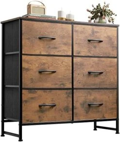 Fabric Dresser For Bedroom, 6 Drawer Double Dresser, Storage Tower With Fabric Bins, Chest Of Drawers For Closet, Living Room, Hallway, Nursery, Dark Grey -Best Furniture Store 51YiqcsSqCL. AC