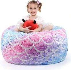 KABOER Bean Bag Cover For Kids,200L Stuffed Animal Storage Bean Bag Chair Cover |Stuffable Zipper Beanbag For Organizing Children Soft Plush Toys (32x29inch) -Best Furniture Store 51YqbT9mMUL. AC