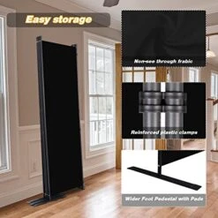 CHOSENM Room Divider, 4 Panel Folding Privacy Screens With Wider Support Feet, 6 Ft Portable Room Partition For Room Separator, 88" W X 71" H, Black -Best Furniture Store 51YrMuPaLhL