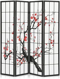 Partition Room Divider Wood Floral Room Divider With 6-Panel 5.7ft Portable Freestanding Privacy Partition Shoji Screen For Home Office Bedroom Separation, Black -Best Furniture Store 51Ywza5clTL. AC