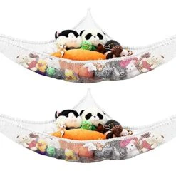 2 Pcs Stuffed Animal Hammock Wall Hanging Mesh Toy Hammock Jumbo Stuff Animal Toy Organizer Storage Net Jumbo Mesh Toy Net Plush Toy Corner Net Holder For Kids' Play Room Bedroom