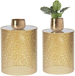 Joveco Metal Accent Tables Set Of 2, Nesting Side Table Modern Round End Table Set, Decorative Coffee Tables Nightstands Stools For Living Room Bedroom Balcony Lounge Office (Black & Bronze) -Best Furniture Store 51Z3GIlX9ML. AC