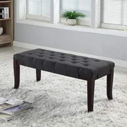 Roundhill Furniture Linon Fabric Tufted Bench, Brown -Best Furniture Store 51Z4 D v24L. AC