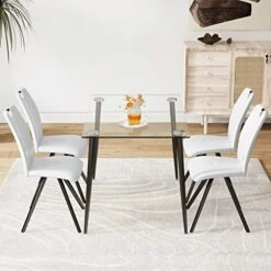 FURNITO Glass Dining Table Set For 4, 5 Piece Kitchen Dining Table Set With Modern PU Leather Chairs Set Of 4,for Dining Room,Living Room Table Set (1 X 47 Inch Glass Table+4 Leather Chairs) 10 FURNITO Glass Dining Table Set For 4, 5 Piece Kitchen Dining Table Set With Modern PU Leather Chairs Set Of 4,for Dining Room,Living Room Table Set (1 X 47 Inch Glass Table+4 Leather Chairs) -Best Furniture Store 51Z6mZH4tjL