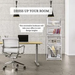 NO MORE TAG Ladder Shelf, Folding 4-Tier Ladder Shelf, Wood Plant Shelf, Decorative Shelves Collapsible, Flower Display Storage Rack For Living Room, Home Office, Kitchen, Bedroom, No Assembly, White -Best Furniture Store 51ZADtGO3RL