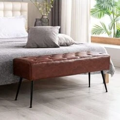 Fefances Modern Velvet Bedroom Bench Entryway Bench Living Room Bench For Bedroom Indoor Benches Gold Ottoman Pink -Best Furniture Store 51ZKwsxyeRL. AC