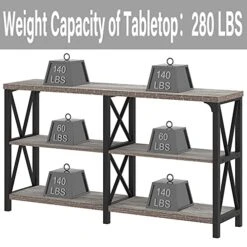 LVB Rustic Sofa Table, Farmhouse Console Table For Living Room, Hallway Entryway Table With Storage, Entry Table For Foyer, Light Grey Oak, 55 Inch 12 LVB Rustic Sofa Table, Farmhouse Console Table For Living Room, Hallway Entryway Table With Storage, Entry Table For Foyer, Light Grey Oak, 55 Inch -Best Furniture Store 51ZrSDZgZnL