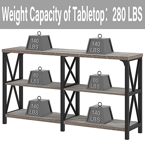 LVB Rustic Sofa Table, Farmhouse Console Table For Living Room, Hallway Entryway Table With Storage, Entry Table For Foyer, Light Grey Oak, 55 Inch 4 LVB Rustic Sofa Table, Farmhouse Console Table For Living Room, Hallway Entryway Table With Storage, Entry Table For Foyer, Light Grey Oak, 55 Inch - Image 4