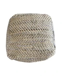 NOORI Home - 100% Handmade And Handcrafted Callum Square Beanie Pouf Ottoman Footrest - Beige - 18x18x18 - Livingroom, Bedroom, Nursery, Kids Room, Play Room -Best Furniture Store 51a42zjuG2L