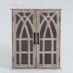 Pemberly Row Double Door Wood Mounted Wall Cabinet In Distressed Oak