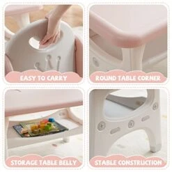 DOREROOM Kids Table And Chair Set, Plastic Children Activity Table With 2 Seats, Toddler Table And Chair Set For Reading, Drawing, Snack Time, Arts Crafts, Preschool, Gift For Boys Girls, Pink 10 DOREROOM Kids Table And Chair Set, Plastic Children Activity Table With 2 Seats, Toddler Table And Chair Set For Reading, Drawing, Snack Time, Arts Crafts, Preschool, Gift For Boys Girls, Pink -Best Furniture Store 51aVwZsnVGL