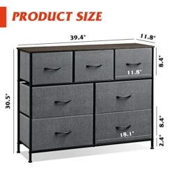 Dresser TV Stand, Entertainment Center With Fabric Drawers, Media Console Table With Metal Frame And Wood Top For TV Up To 45 Inch, Chest Of Drawers For Bedroom, Living Room, Entryway, Dark Grey -Best Furniture Store 51aX80YV0uL