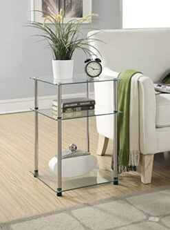 Convenience Concepts Designs2Go Classic Glass 3 Tier End Table, Glass